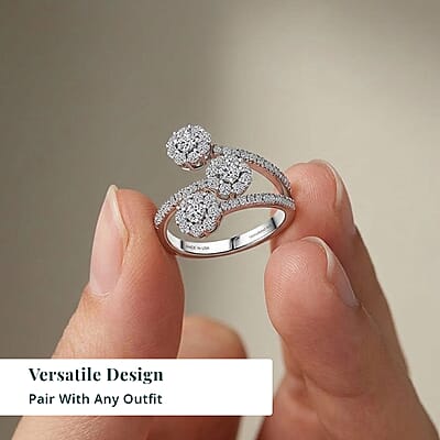 Luxuriant Lab Grown Diamond G-H SI 1.00 ctw Ring in Rhodium Over Sterling Silver (Size 7.0)