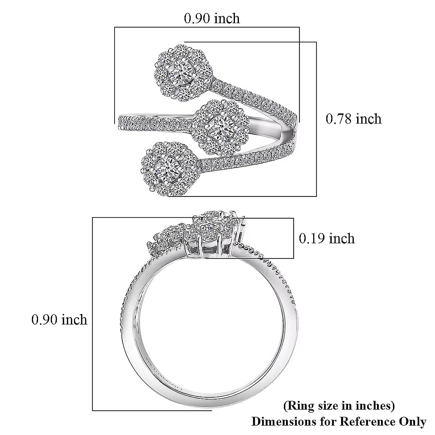 Luxuriant Lab Grown Diamond G-H SI 1.00 ctw Ring in Rhodium Over Sterling Silver (Size 7.0) (Del. In 10-12 Days)