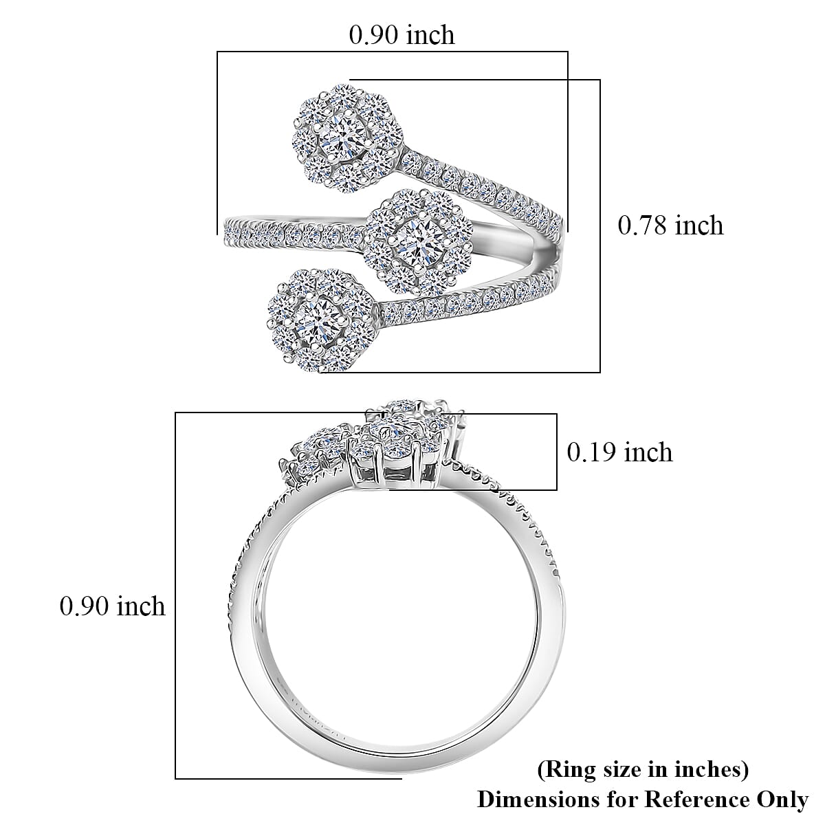 Luxuriant Lab Grown Diamond G-H SI 1.00 ctw Ring in Rhodium Over Sterling Silver (Size 8.0) image number 5