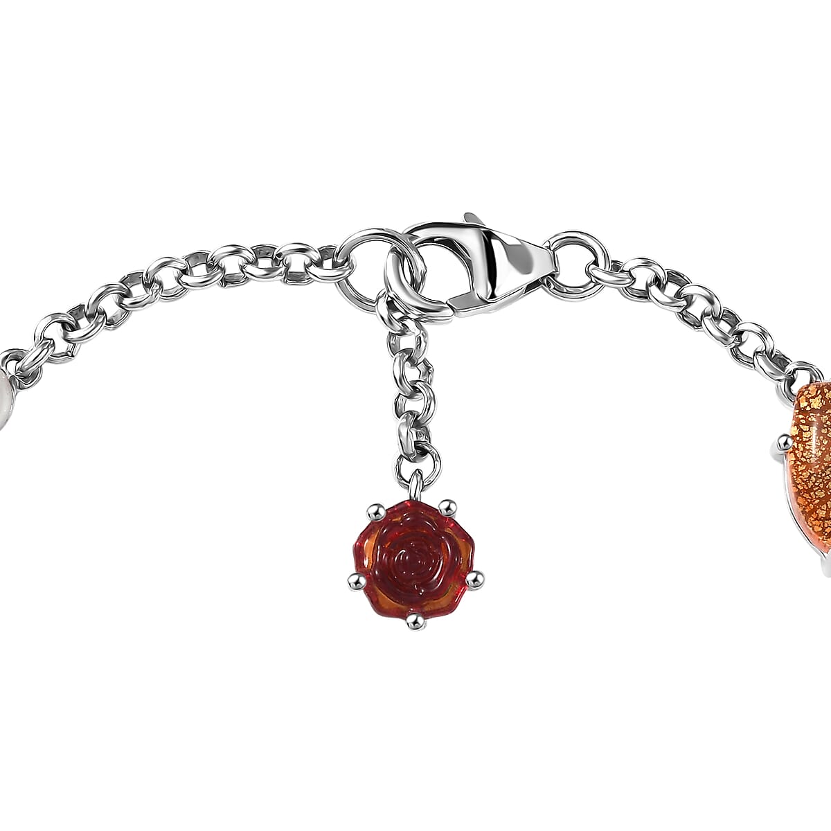 GP Whispers of Murano Style and Pearl Heart Bracelet in Rhodium Over Sterling Silver (7.25 In) (Del. in 8-10 Days) image number 4