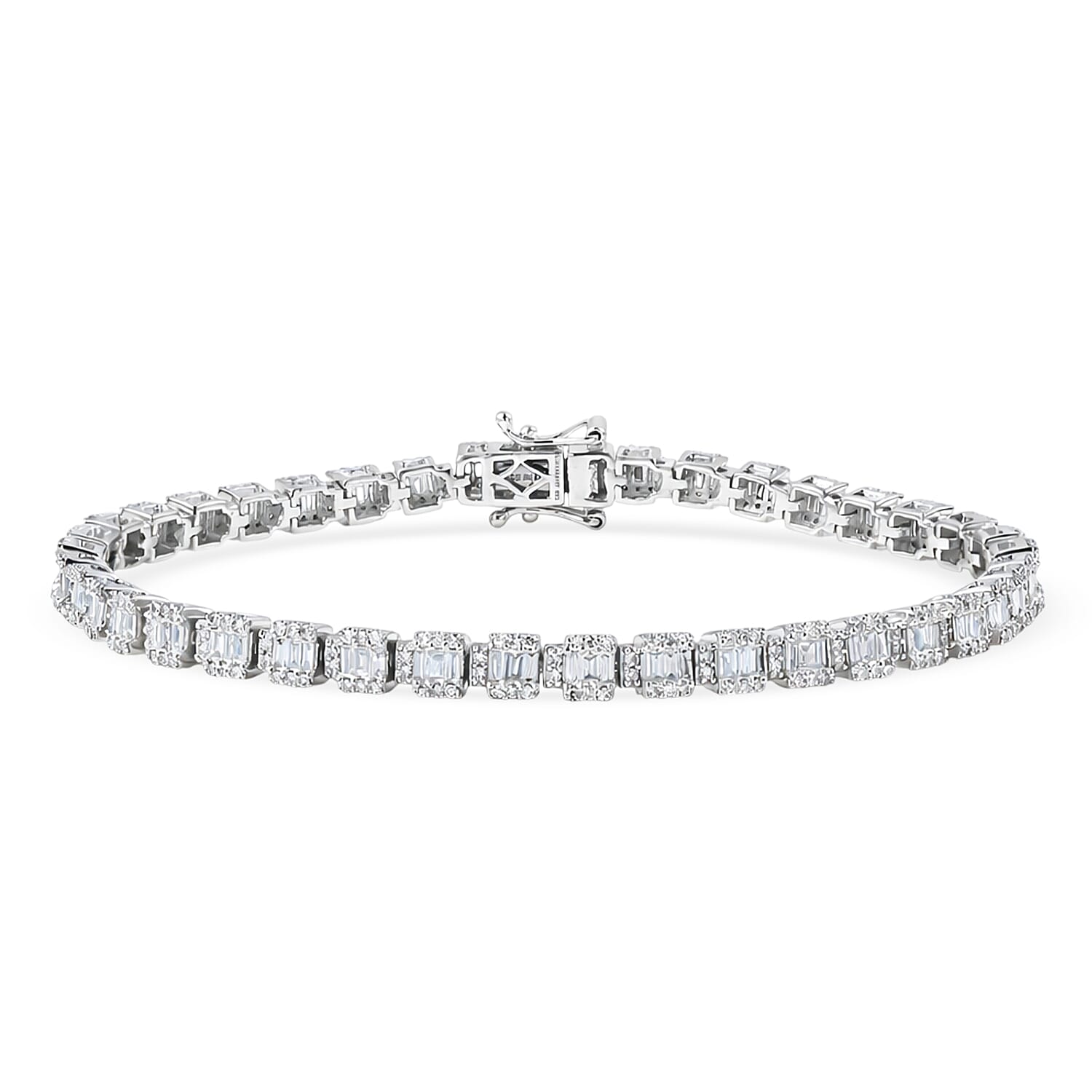 Luxuriant Lab Grown Diamond (G-H, SI) Bracelet in Rhodium Over Sterling Silver (8.00 In) 3.00 ctw