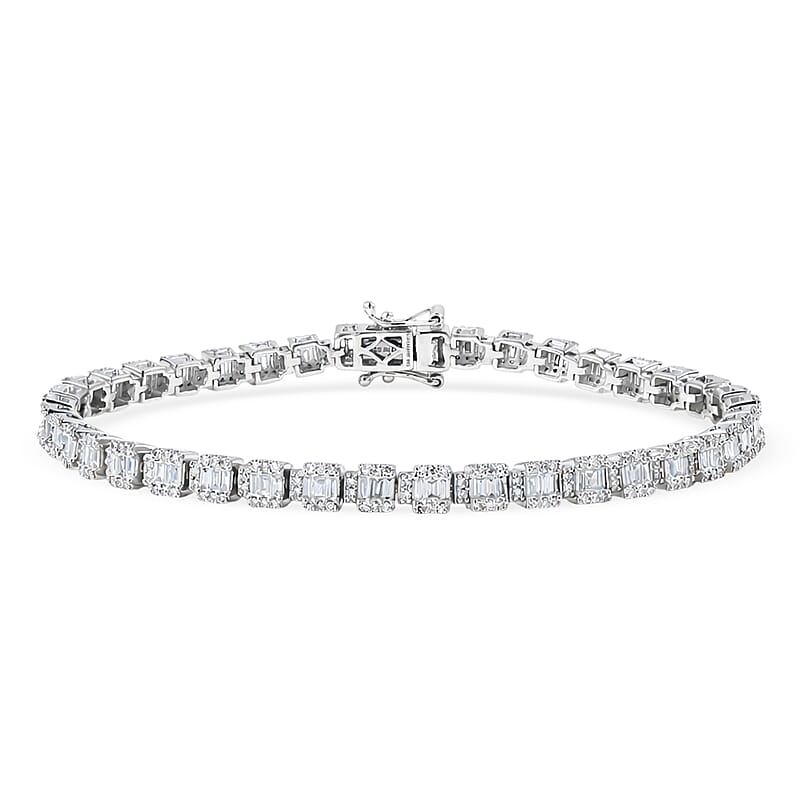 Luxuriant Lab Grown Diamond G-H SI 2.70 ctw Matrix Block Bracelet in Rhodium Over Sterling Silver (6.50 In)