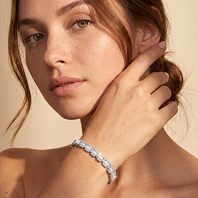 Luxuriant Lab Grown Diamond G-H SI 2.70 ctw Matrix Block Bracelet in Rhodium Over Sterling Silver (6.50 In)