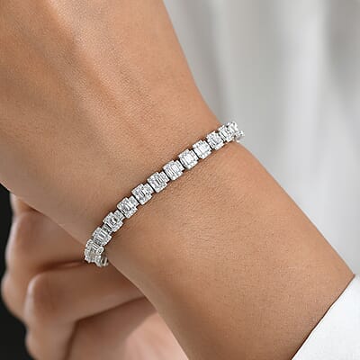 Luxuriant Lab Grown Diamond G-H SI 2.70 ctw Matrix Block Bracelet in Rhodium Over Sterling Silver (6.50 In)