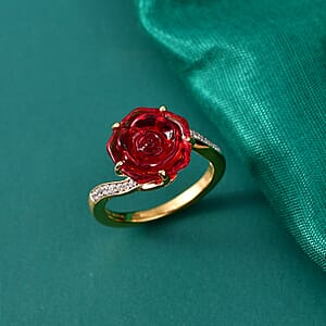 GP Whispers of Murano Style and White Zircon 0.20 ctw Ring in 18K Vermeil Yellow Gold Over Sterling Silver (Size 7.0)