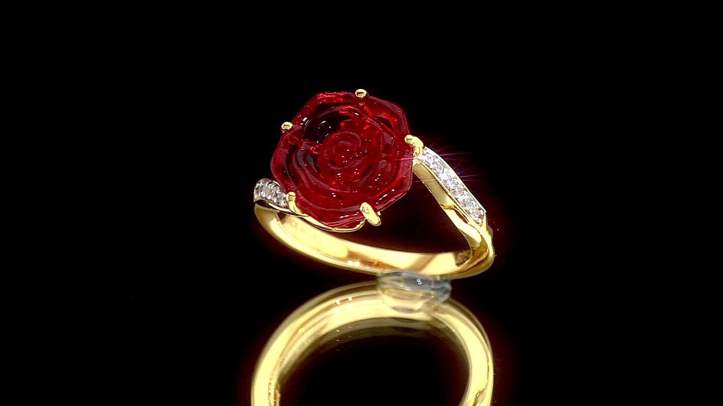 GP Murano Style, White Zircon Ring in 18K Vermeil YG Over Sterling Silver (Size 10.0) 0.20 ctw