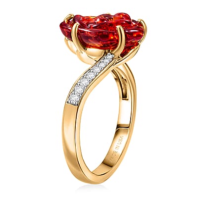 GP Whispers of Murano Style and White Zircon 0.20 ctw Ring in 18K Vermeil Yellow Gold Over Sterling Silver (Size 8.0)