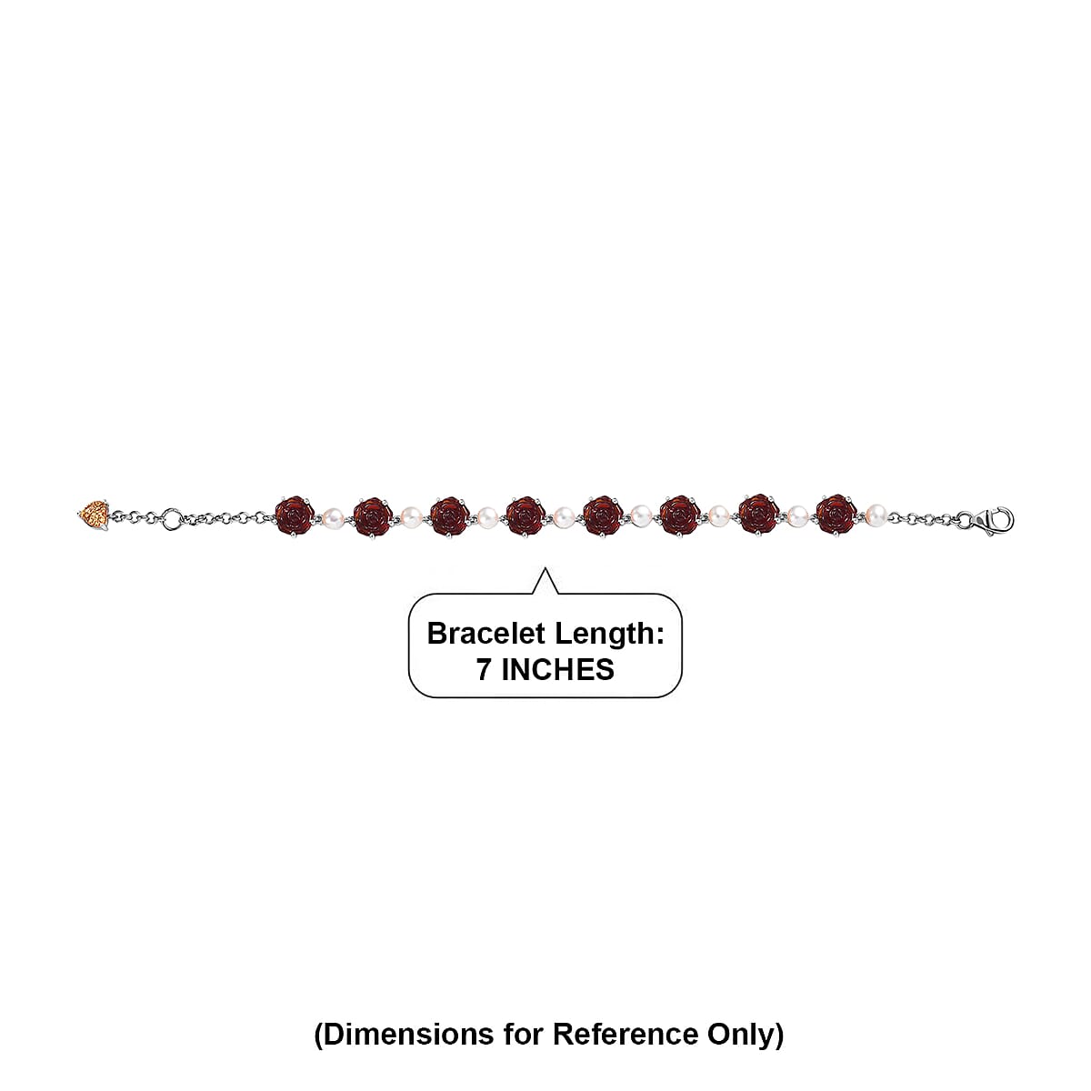 GP Whispers of Murano Style, Pearl Rose Bracelet in Rhodium Over Sterling Silver (6.50 In) (Del. in 8-10 Days) image number 5