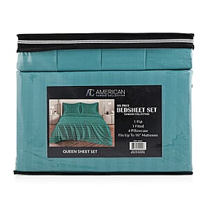 American Thread Collection 6pc Teal Microfiber Stripe Sheet Set -King (Fits Up to 16 Mattress)