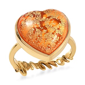 GP Whispers of Murano Style Heart Ring in 18K Vermeil YG Over Sterling Silver (Size 10.0) (Del. in 8-10 Days)