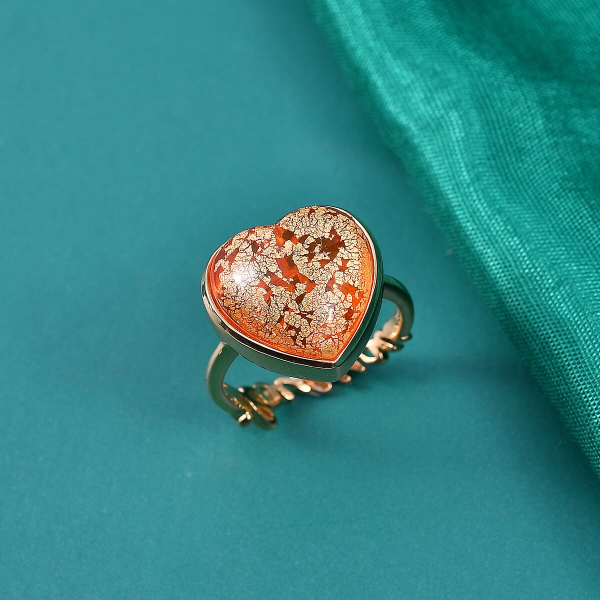 GP Whispers of Murano Style Heart Ring in 18K Vermeil YG Over Sterling Silver (Size 10.0) (Del. in 8-10 Days) image number 1