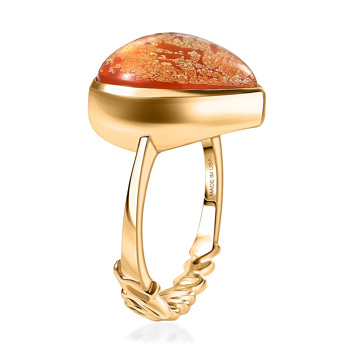 GP Whispers of Murano Style Heart Ring in 18K Vermeil YG Over Sterling Silver (Size 10.0) (Del. in 8-10 Days) image number 4