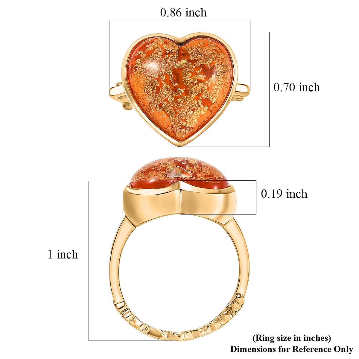 GP Whispers of Murano Style Heart Ring in 18K Vermeil YG Over Sterling Silver (Size 10.0) (Del. in 8-10 Days) image number 6