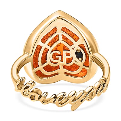 GP Whispers of Murano Style Heart Ring in 18K Vermeil Yellow Gold Over Sterling Silver (Size 8.0)