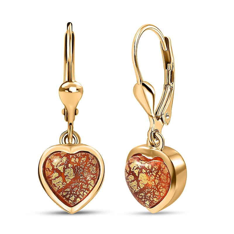 GP Whispers of Murano Style Heart Earrings in 18K Vermeil Yellow Gold Over Sterling Silver