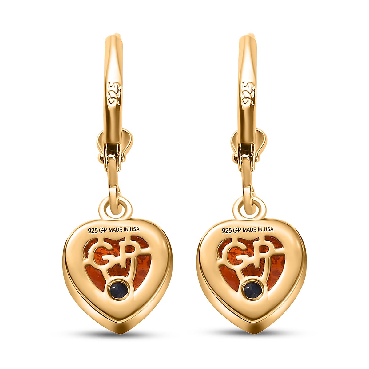 GP Whispers of Murano Style Heart Earrings in 18K Vermeil Yellow Gold Over Sterling Silver