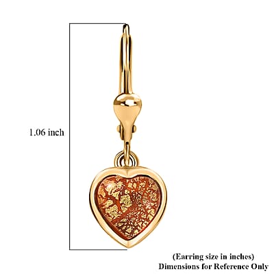 GP Whispers of Murano Style Heart Earrings in 18K Vermeil Yellow Gold Over Sterling Silver