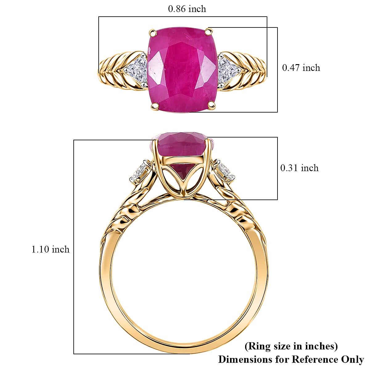 Certified & Appraised 10K Yellow Gold AAA Montepuez Ruby and Luxuriant Lab Grown Diamond G-H SI 5.00 ctw Ring (Size 10.0) (Del. in 7-10 Days) image number 5