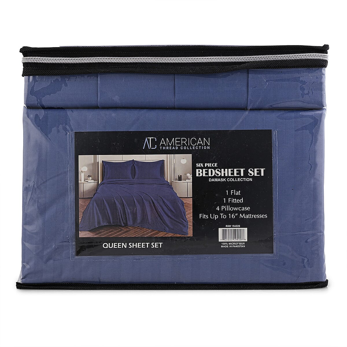 American Thread Collection 6pc Lavender Blue Microfiber Stripe Sheet Set -King (Fits Up to 16 Mattress) image number 1