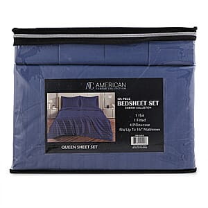 American Thread Collection 6pc Lavender Blue Microfiber Stripe Sheet Set -King (Fits Up to 16 Mattress)