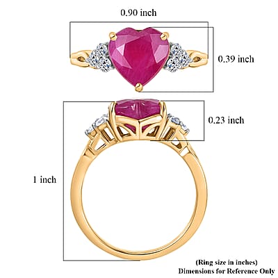 Certified & Appraised AAA Montepuez Ruby and Luxuriant Lab Grown Diamond G-H SI 3.50 ctw Heart Ring in 10K Yellow Gold (Size 10.0)