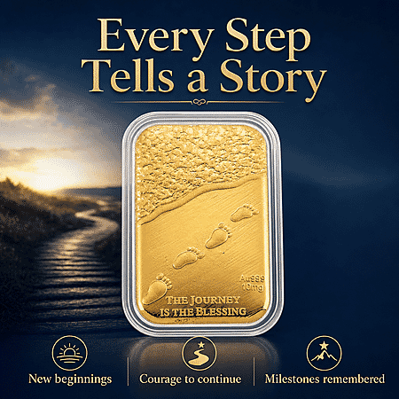 24K Yellow Gold The Journey is the Blessing Emboss Sheet 31x45.5mm (10mg) - Product card gallery slide 3 (10178436727097)