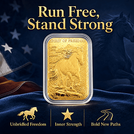 24K Yellow Gold Spirit of Freedom Emboss Sheet 31x45.5mm (10mg) - Product card gallery slide 3 (10178436694329)
