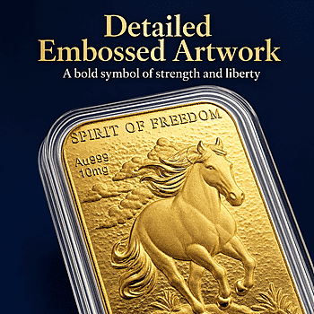 24K Yellow Gold Spirit of Freedom Emboss Sheet 31x45.5mm (10mg) - Product card gallery slide 4 (10178436694329)
