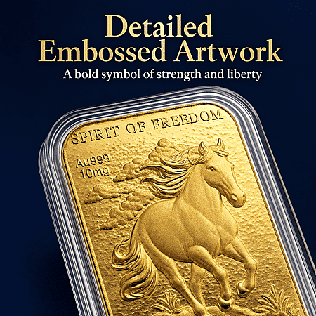 24K Yellow Gold Spirit of Freedom Emboss Sheet 31x45.5mm (10mg) - Product card gallery slide 4 (10178436694329)