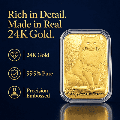 24K Yellow Gold Cat Emboss Sheet 31x45.5mm (10mg) - Product card gallery slide 2 (10178436628793)