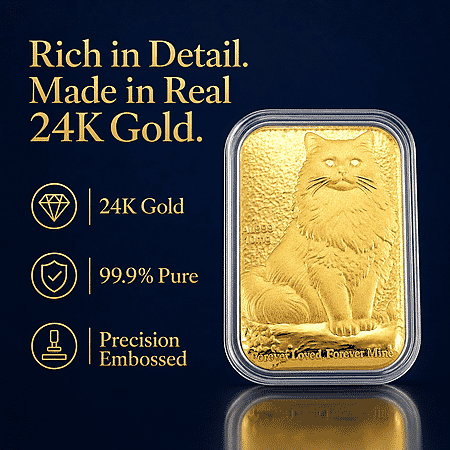 24K Yellow Gold Cat Emboss Sheet 31x45.5mm (10mg) - Product card gallery slide 2 (10178436628793)