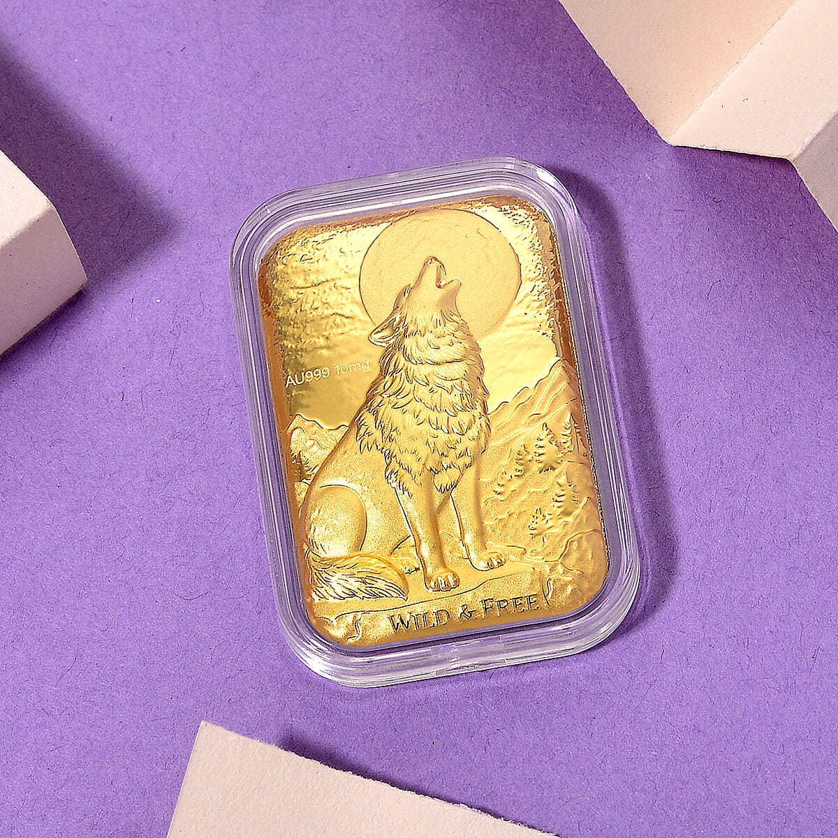 24K Golden Wild & Free Wolf Embossed Sheet (31x45.5mm) 10mg image number 1