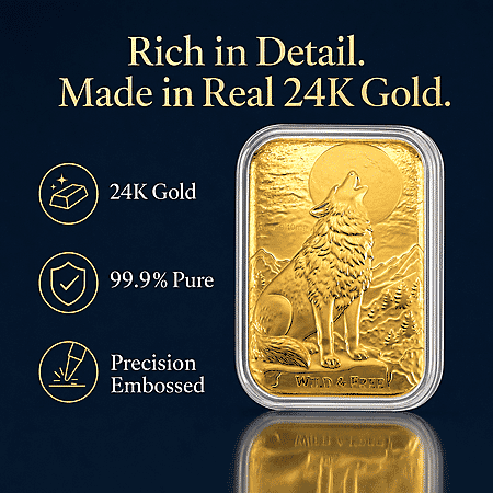 24K Golden Wild & Free Wolf Embossed Sheet (31x45.5mm) 10mg - Product card gallery slide 2 (10178436792633)