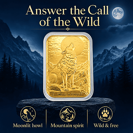 24K Golden Wild & Free Wolf Embossed Sheet (31x45.5mm) 10mg - Product card gallery slide 3 (10178436792633)