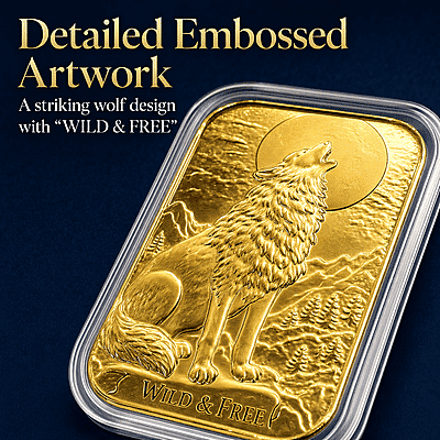 24K Golden Wild & Free Wolf Embossed Sheet (31x45.5mm) 10mg - Product card gallery slide 4 (10178436792633)