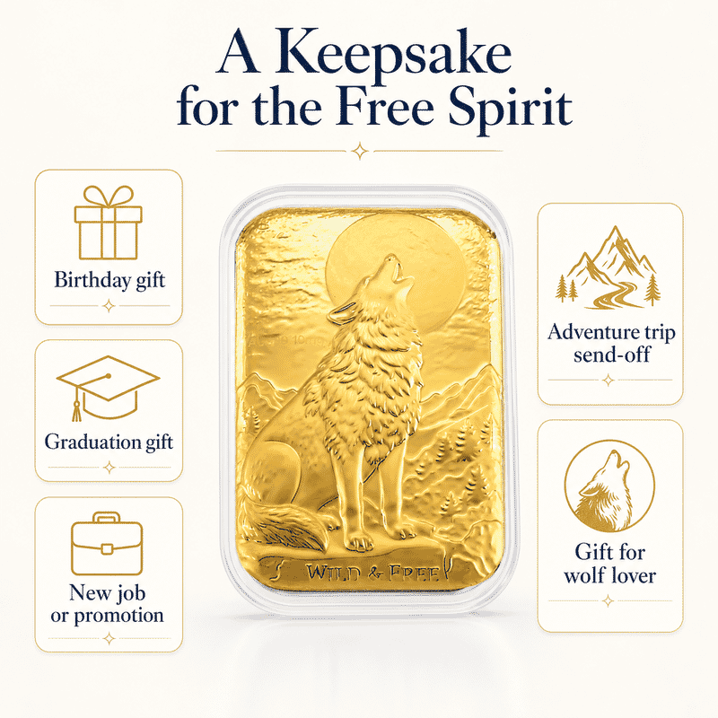 Doorbuster Wolf 24k Gold Embossed Sheet 10mg