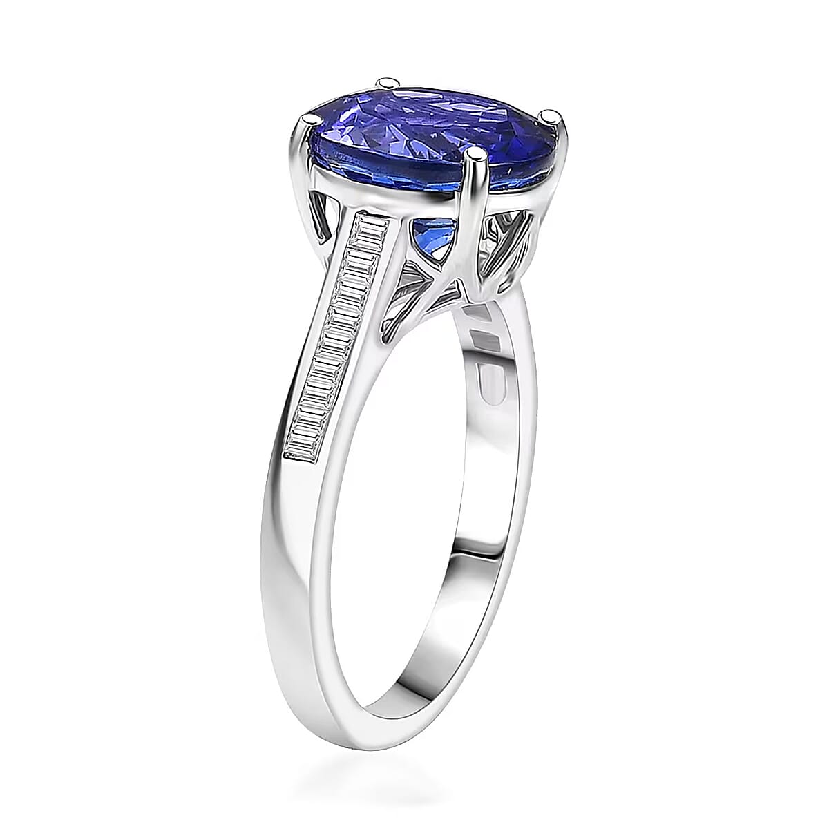 Certified and Appraised Rhapsody 950 Platinum AAAA Tanzanite (Rnd), Diamond (E-F, VS) Ring (Size 10.0) 4.50 ctw image number 5