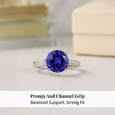 Rhapsody 950 Platinum  AAAA  Tanzanite   White Diamond  EF, VS Ring ,  Platinum Wt. 4.98 g 4.50 ctw