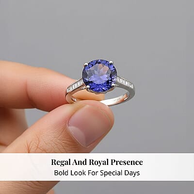 Rhapsody 950 Platinum  AAAA  Tanzanite   White Diamond  EF, VS Ring ,  Platinum Wt. 4.98 g 4.50 ctw