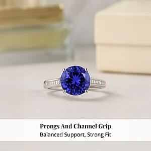 Certified and Appraised Rhapsody 950 Platinum AAAA Tanzanite, Diamond (E-F, VS) Ring (Size 7.0) 4.50 ctw