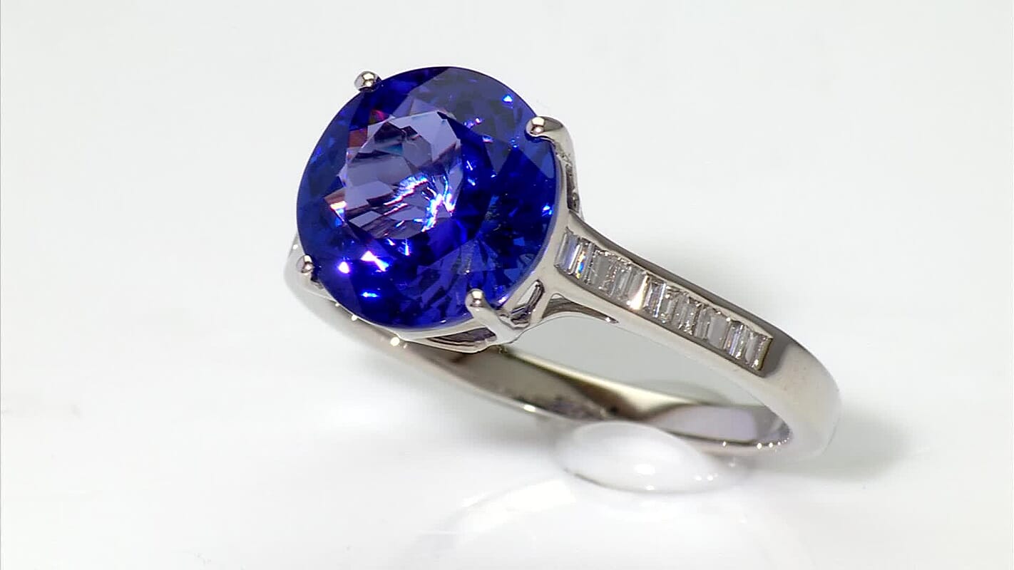 Rhapsody 950 Platinum AAAA Tanzanite, Diamond (E-F, VS) Ring (Size 10.0) 4.50 ctw