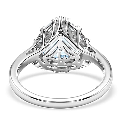 Certified and Appraised AAA Aquamarine and Luxuriant Lab Grown Diamond G-H SI 2.44 ctw Ring in 10K White Gold (Size 10.0)