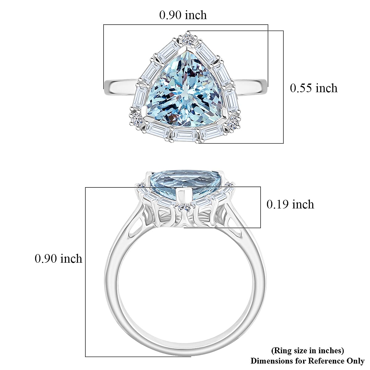Certified and Appraised 10K White Gold AAA Aquamarine, Luxuriant Lab Grown Diamond (G-H, SI) Ring (Size 10.0) 2.44 ctw image number 5