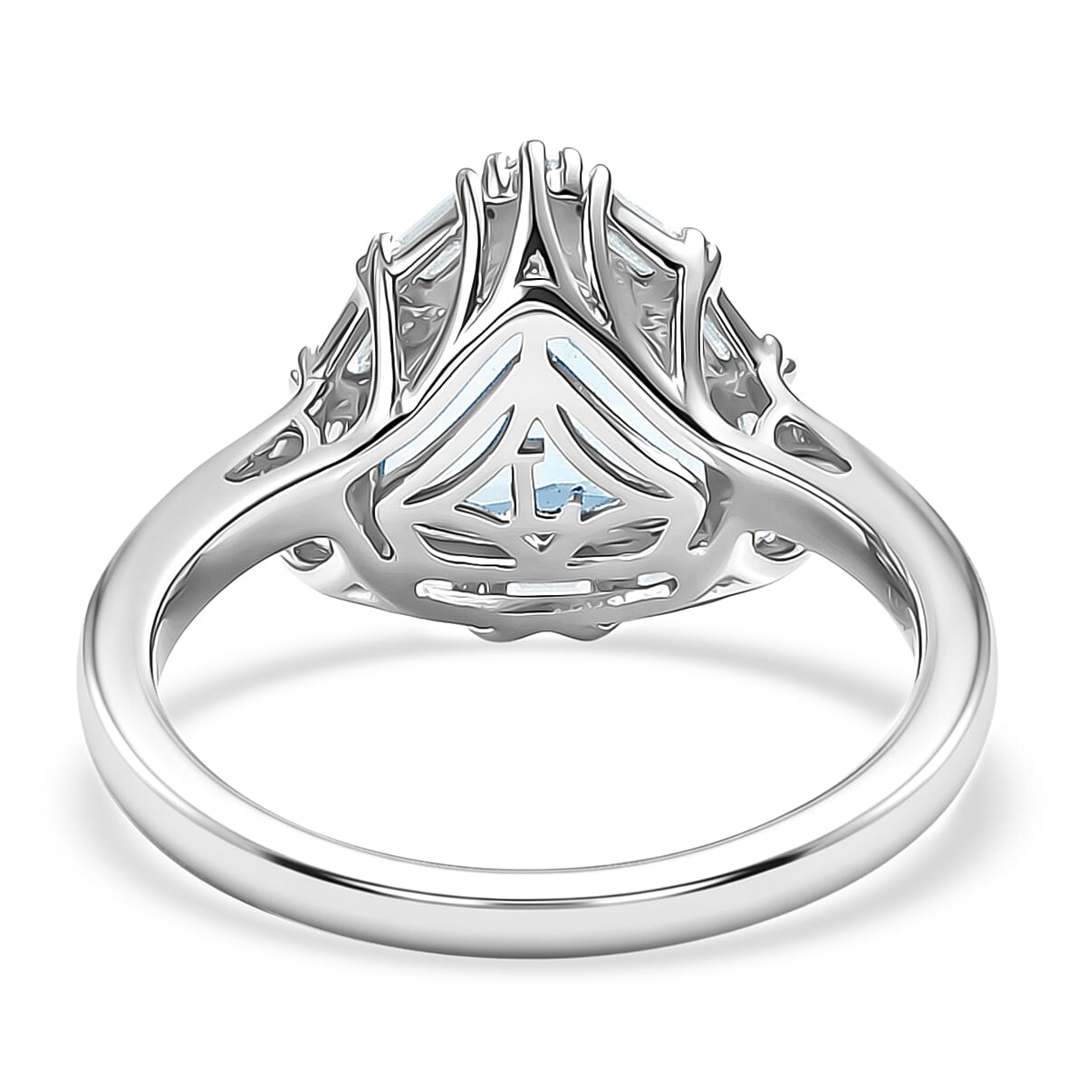 Certified and Appraised AAA Aquamarine and Luxuriant Lab Grown Diamond G-H SI 2.44 ctw Ring in 10K White Gold (Size 6.0) image number 4