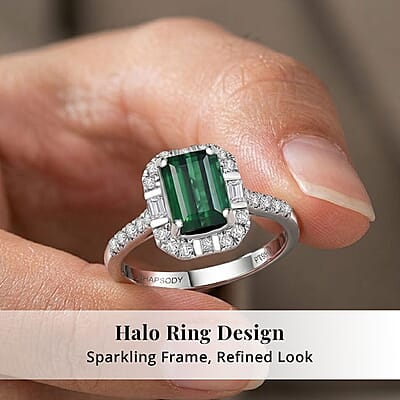 Certified & Appraised Rhapsody AAAA Santa Rosa Tourmaline and Diamond E-F VS 2.50 ctw Ring in 950 Platinum (Size 10.0)