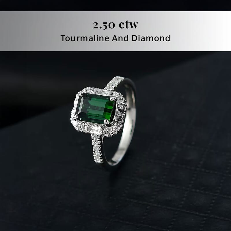 Certified & Appraised Rhapsody AAAA Santa Rosa Tourmaline and Diamond E-F VS 2.50 ctw Ring in 950 Platinum (Size 6.0)