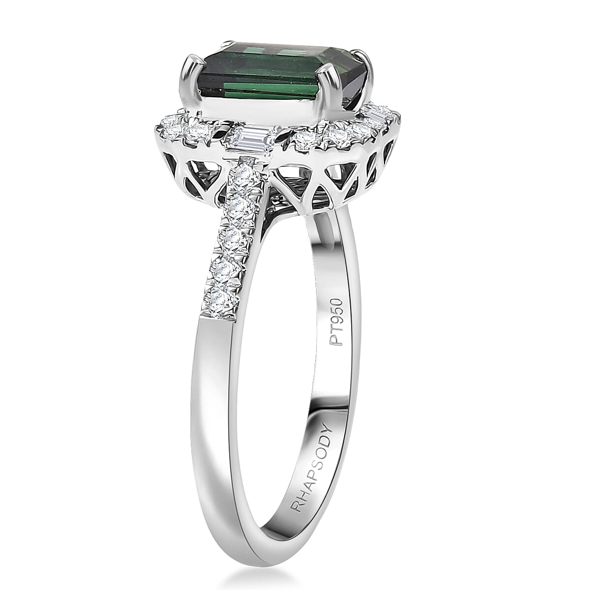 Certified & Appraised Rhapsody AAAA Santa Rosa Tourmaline and Diamond E-F VS 2.50 ctw Ring in 950 Platinum (Size 6.0) image number 3