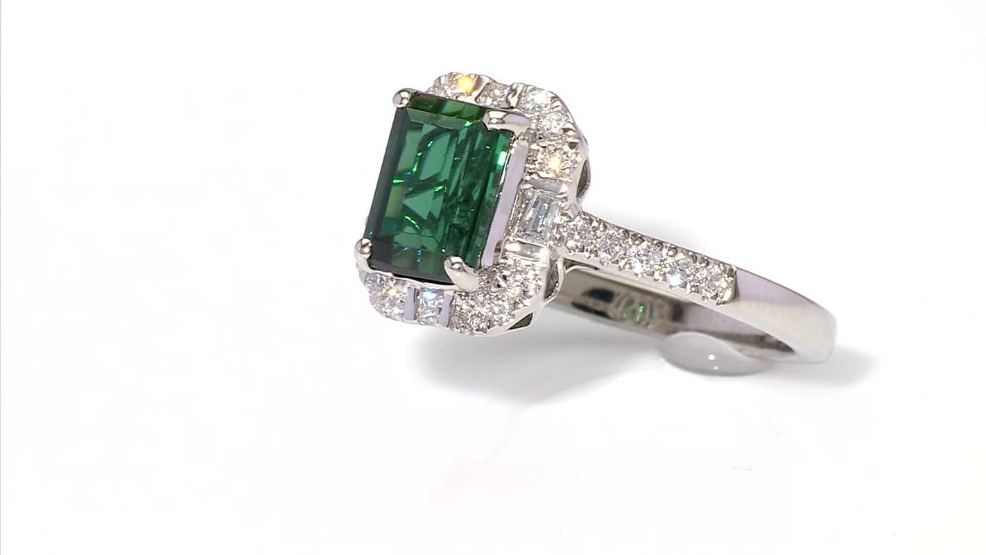 Rhapsody 950 Platinum AAAA Santa Rosa Tourmaline, Diamond (E-F, VS) Ring (Size 10.0) 2.43 ctw