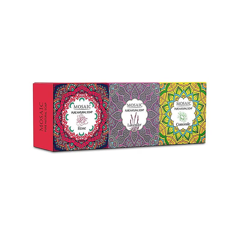 Mosaic Series Set of 3 Pure Natural Soap (3x 4.5oz) Rose, Lavender, Camomile