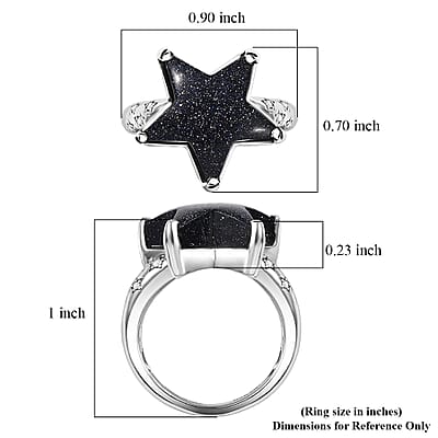 GP Whispers of Murano Style and White Zircon 0.10 ctw Star Ring in Rhodium Over Sterling Silver (Size 8.0)
